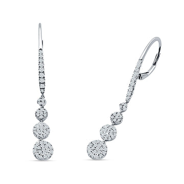 Dangle Drop Leverback Earrings Graduated Circles Cubic Zirconia 925 Sterling Silver Wholesale